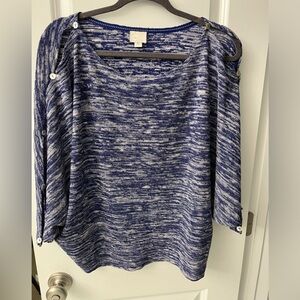 Blue and white striated sweater